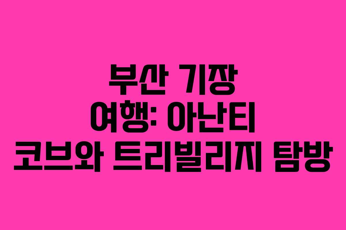 부산 기장 여행: 아난티 코브와 트리빌리지 탐방