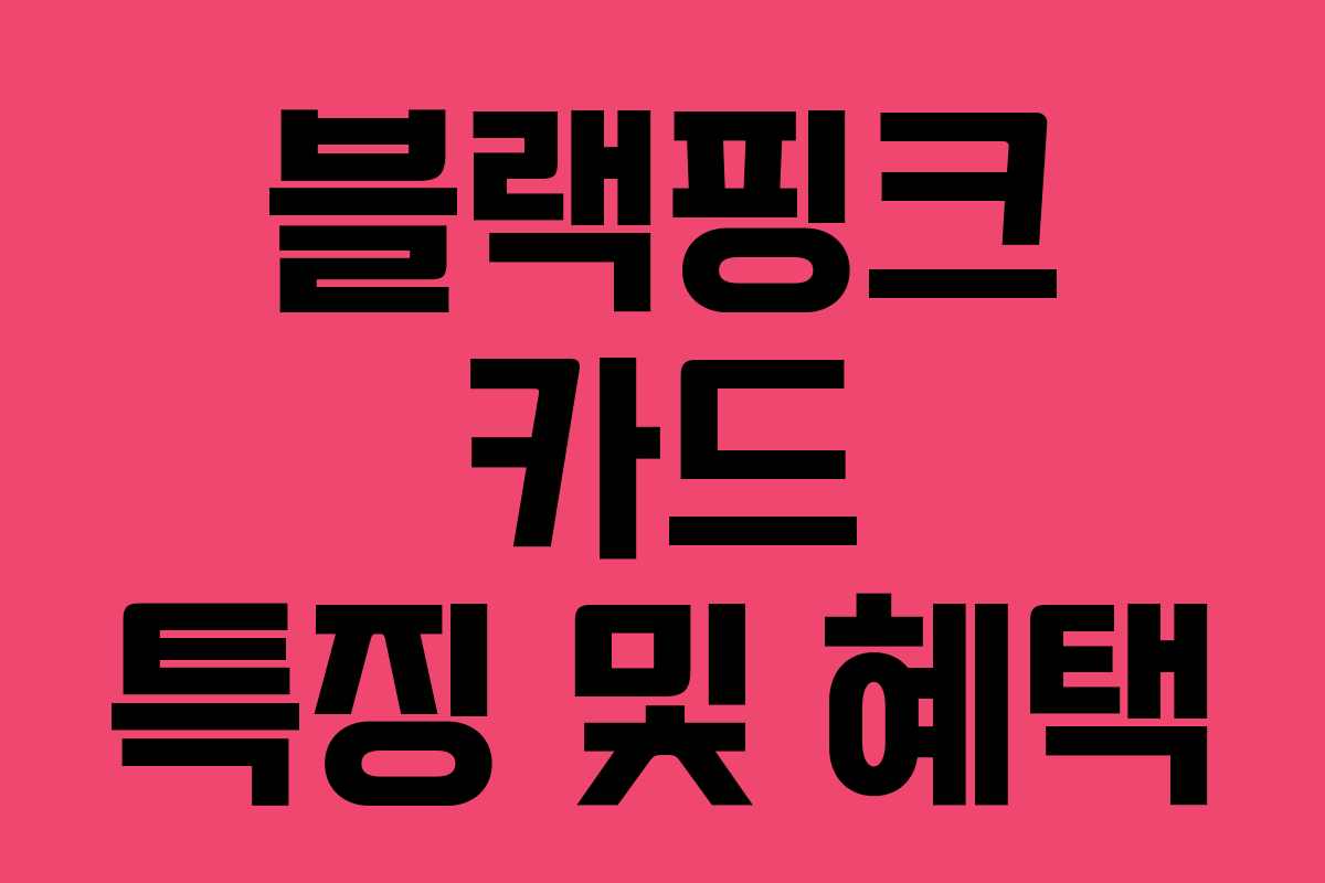 블랙핑크 카드 특징 및 혜택