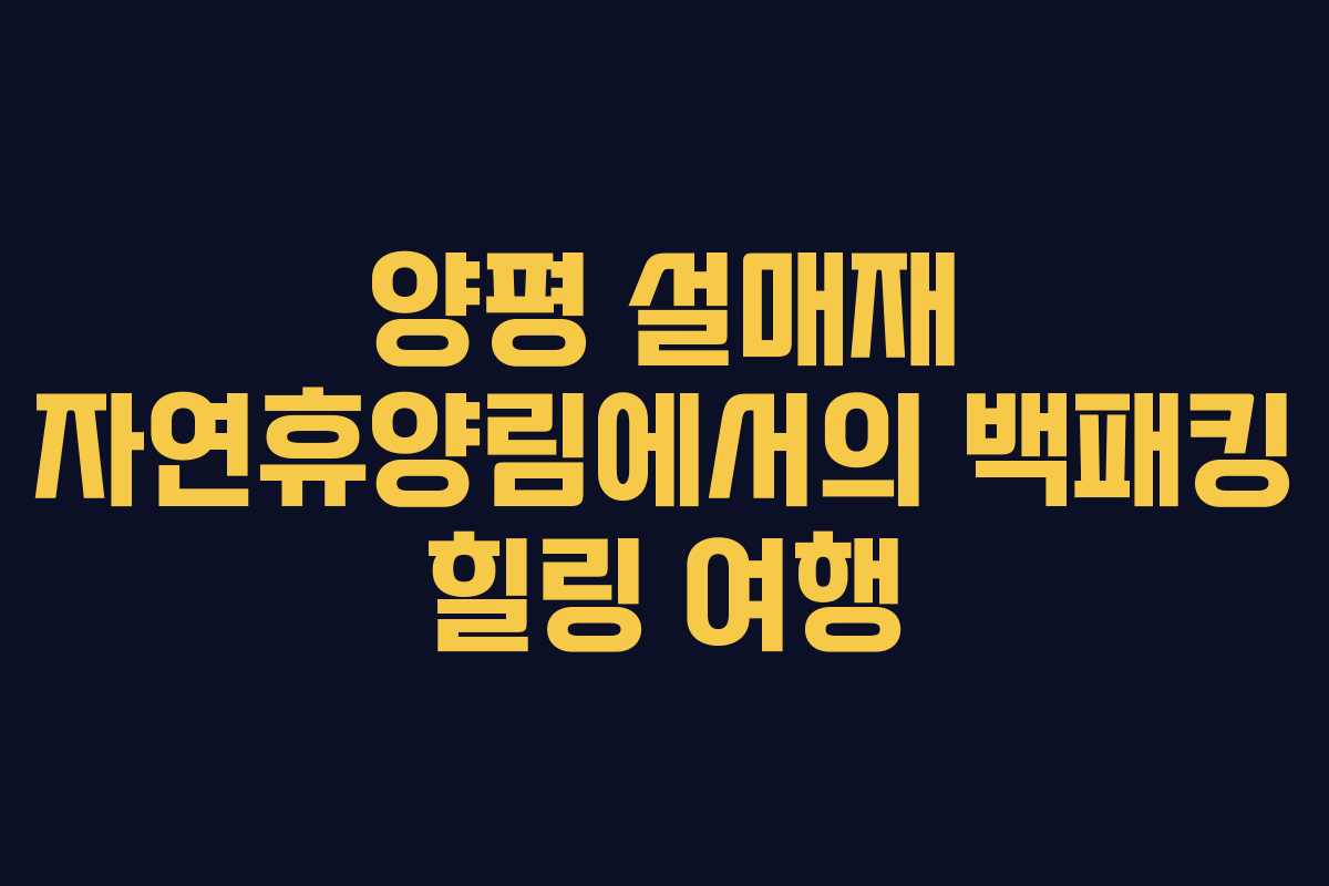 양평 설매재 자연휴양림에서의 백패킹 힐링 여행