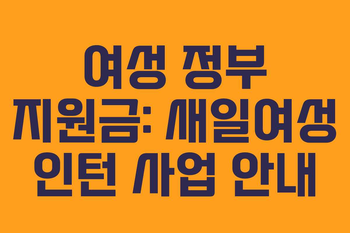 여성 정부 지원금: 새일여성 인턴 사업 안내