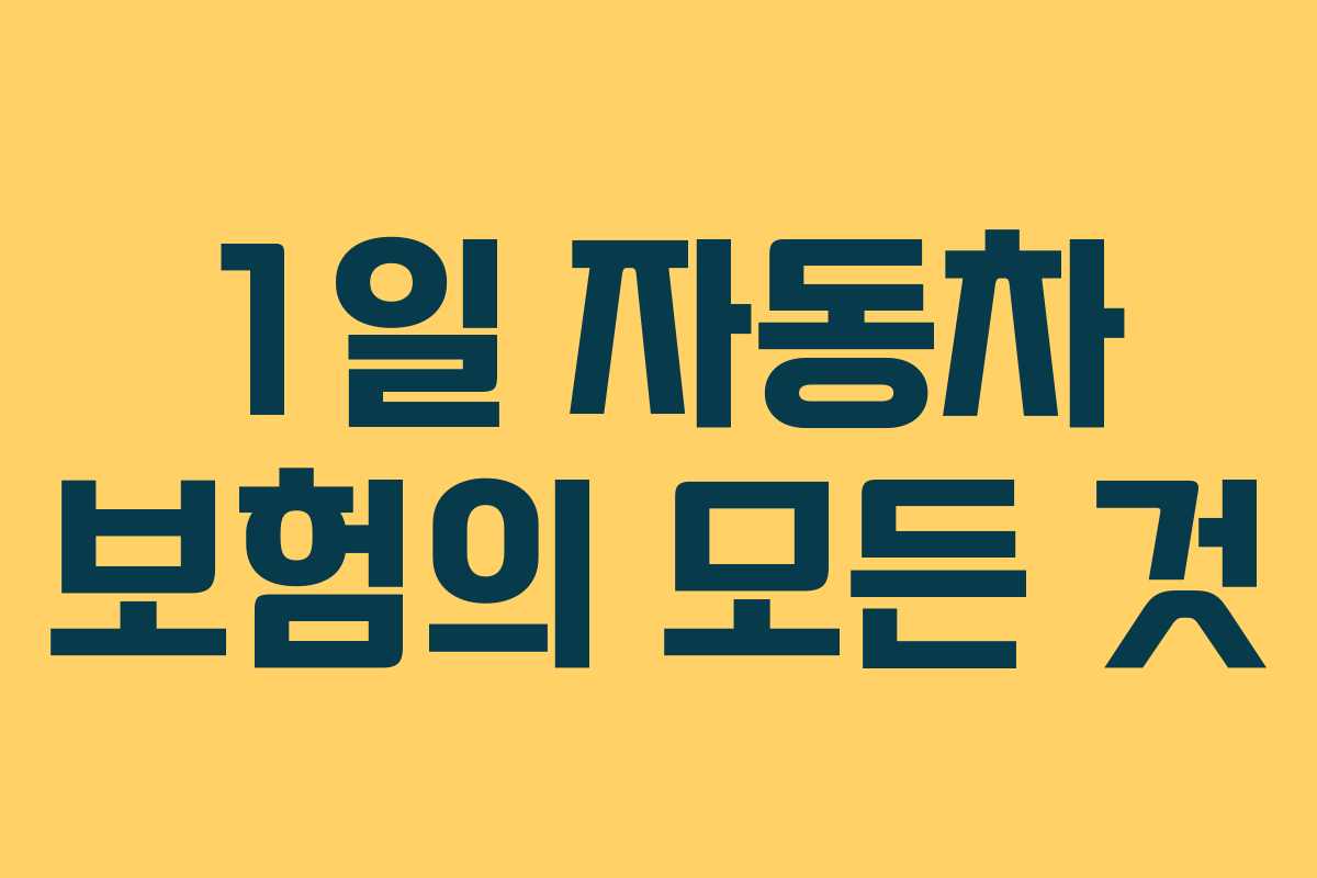 1일 자동차 보험의 모든 것