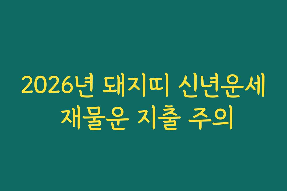2026년 돼지띠 신년운세 재물운 지출 주의 2026년 돼지띠 신년운세 재물운 지출 주의