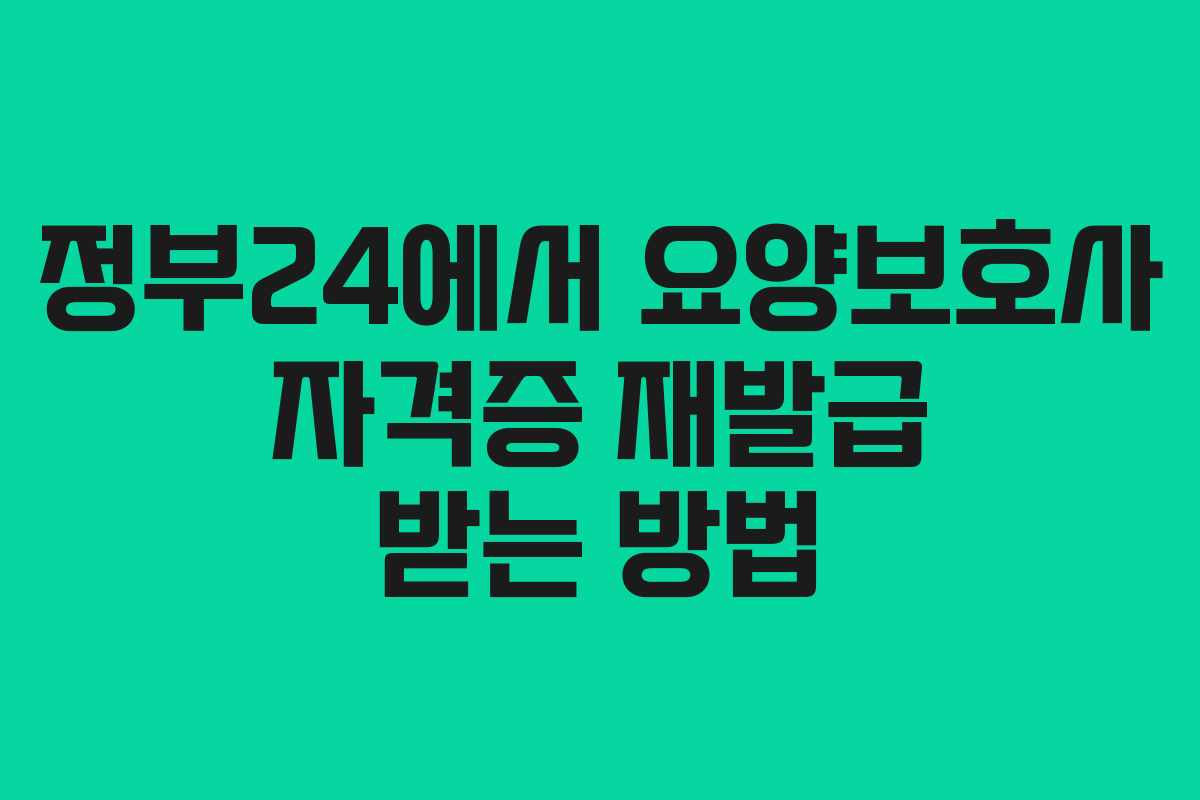 정부24에서 요양보호사 자격증 재발급 받는 방법