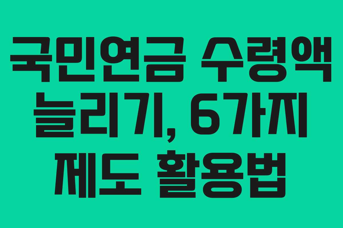 국민연금 수령액 늘리기, 6가지 제도 활용법 국민연금 수령액 늘리기, 6가지 제도 활용법