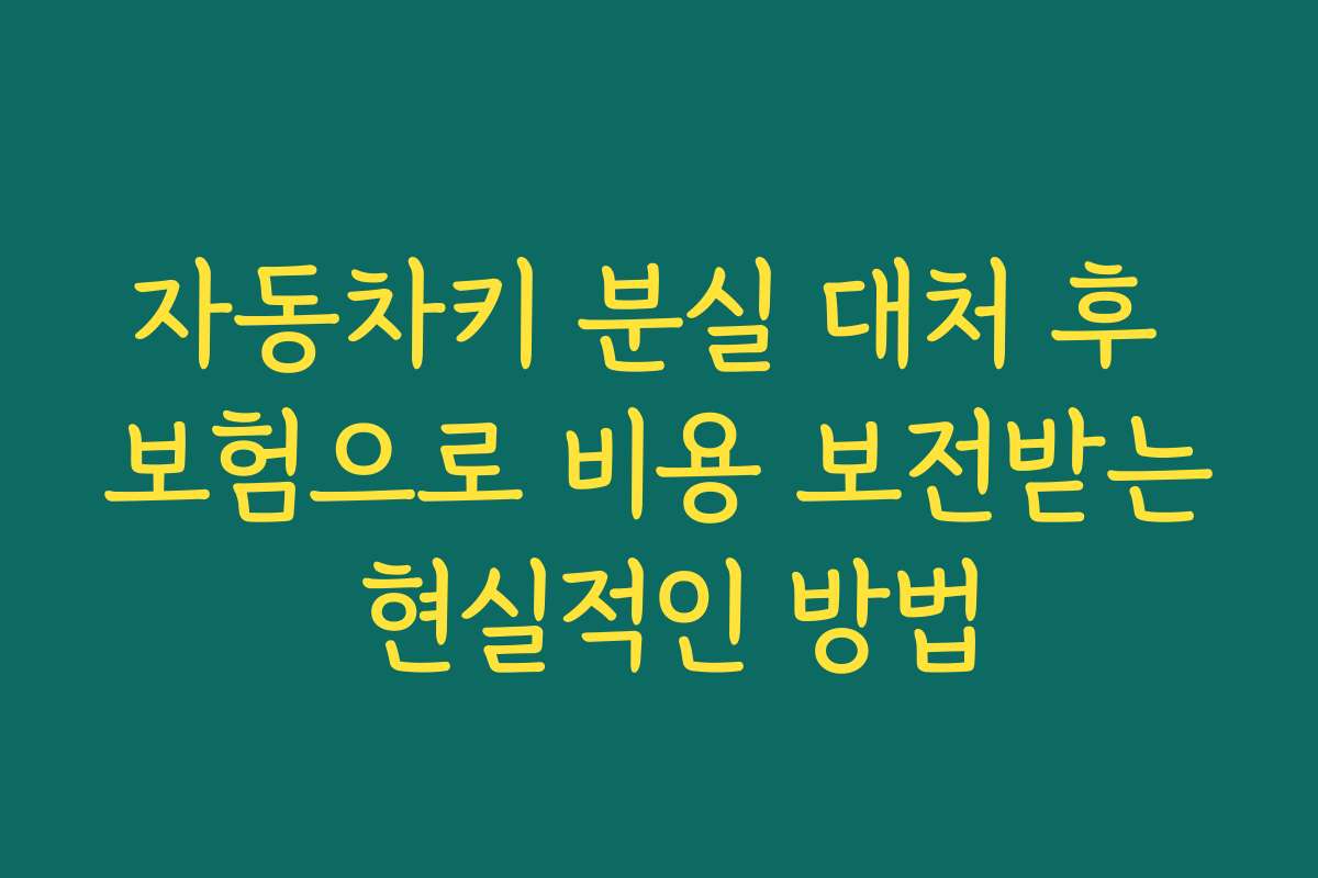 자동차키 분실 대처 후 보험으로 비용 보전받는 현실적인 방법