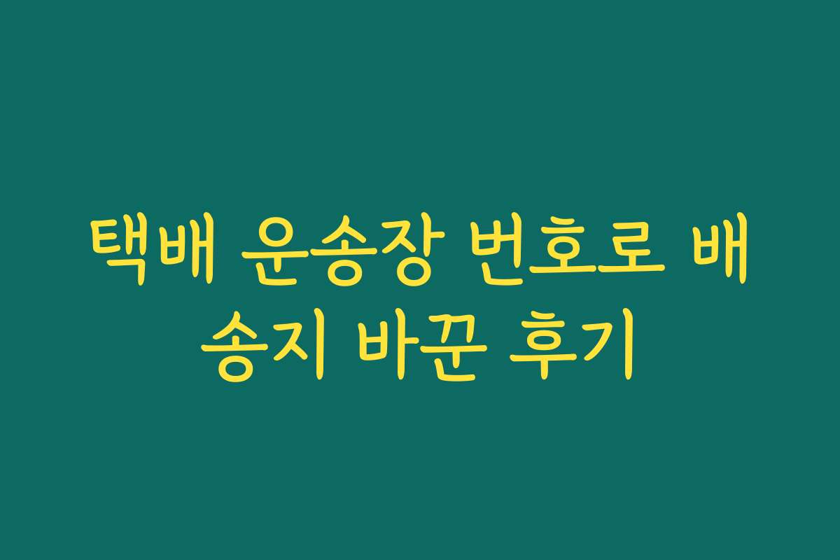 택배 운송장 번호로 배송지 바꾼 후기