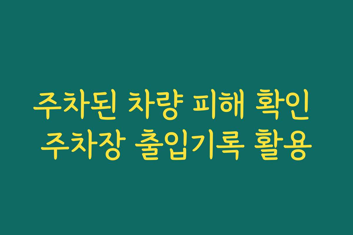주차된 차량 피해 확인 주차장 출입기록 활용