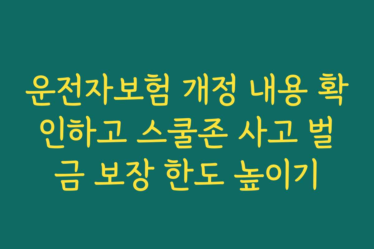 운전자보험 개정 내용 확인하고 스쿨존 사고 벌금 보장 한도 높이기 운전자보험 개정 내용 확인하고 스쿨존 사고 벌금 보장 한도 높이기