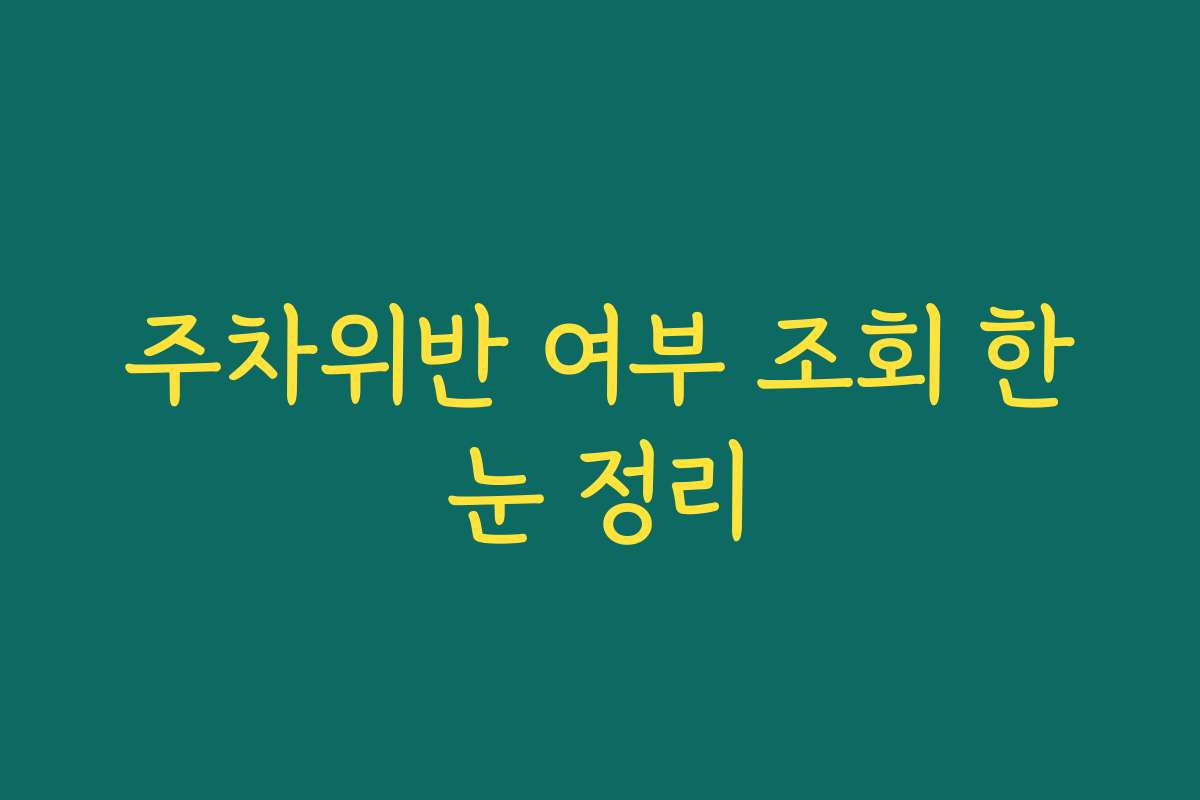 주차위반 여부 조회 한눈 정리