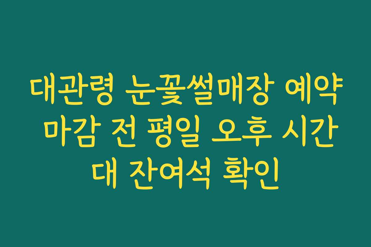 대관령 눈꽃썰매장 예약 마감 전 평일 오후 시간대 잔여석 확인