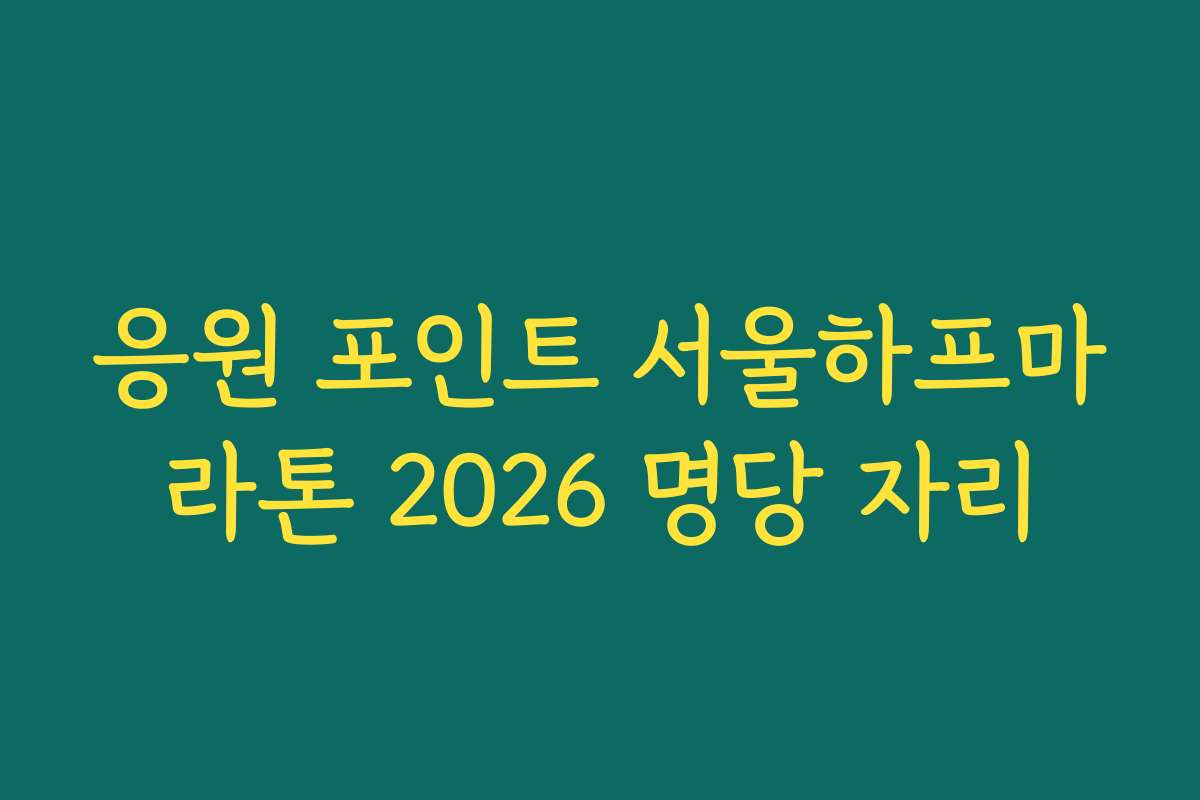 응원 포인트 서울하프마라톤 2026 명당 자리