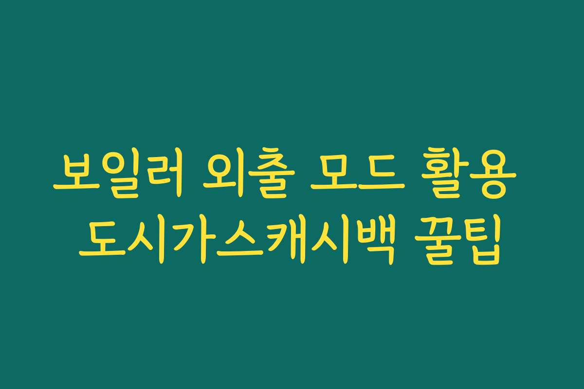 보일러 외출 모드 활용 도시가스캐시백 꿀팁 보일러 외출 모드 활용 도시가스캐시백 꿀팁