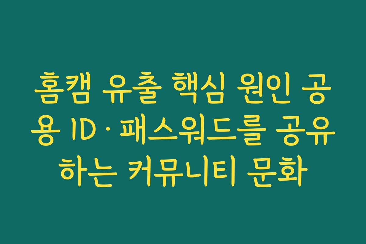 홈캠 유출 핵심 원인 공용 ID·패스워드를 공유하는 커뮤니티 문화
