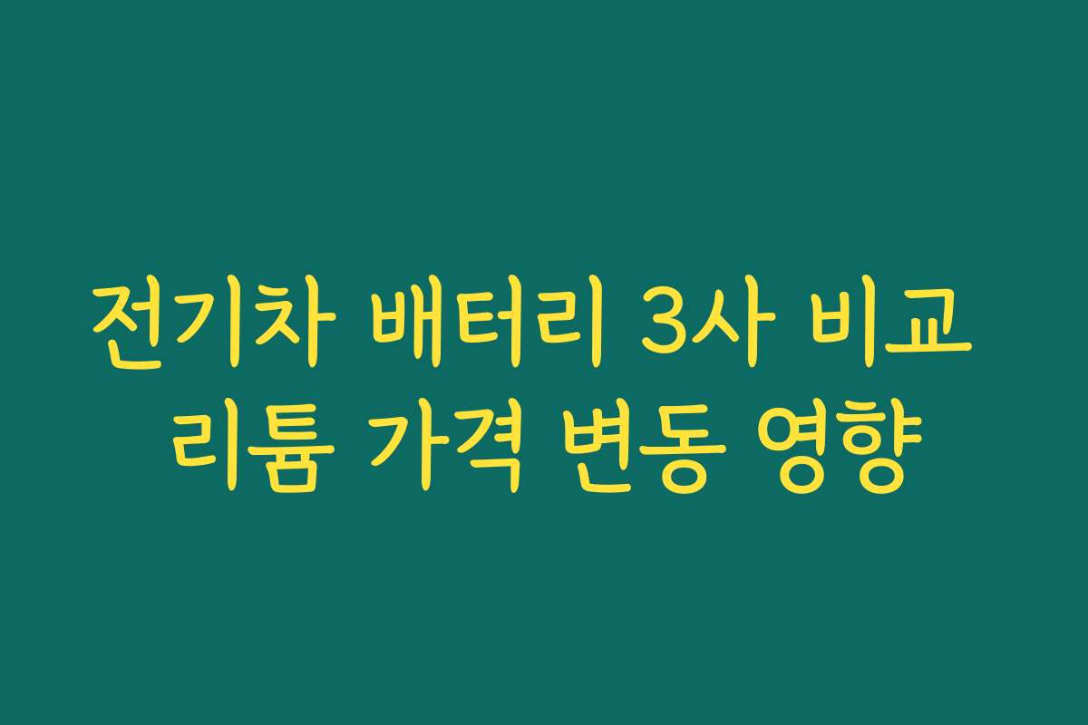 전기차 배터리 3사 비교 리튬 가격 변동 영향 전기차 배터리 3사 비교 리튬 가격 변동 영향