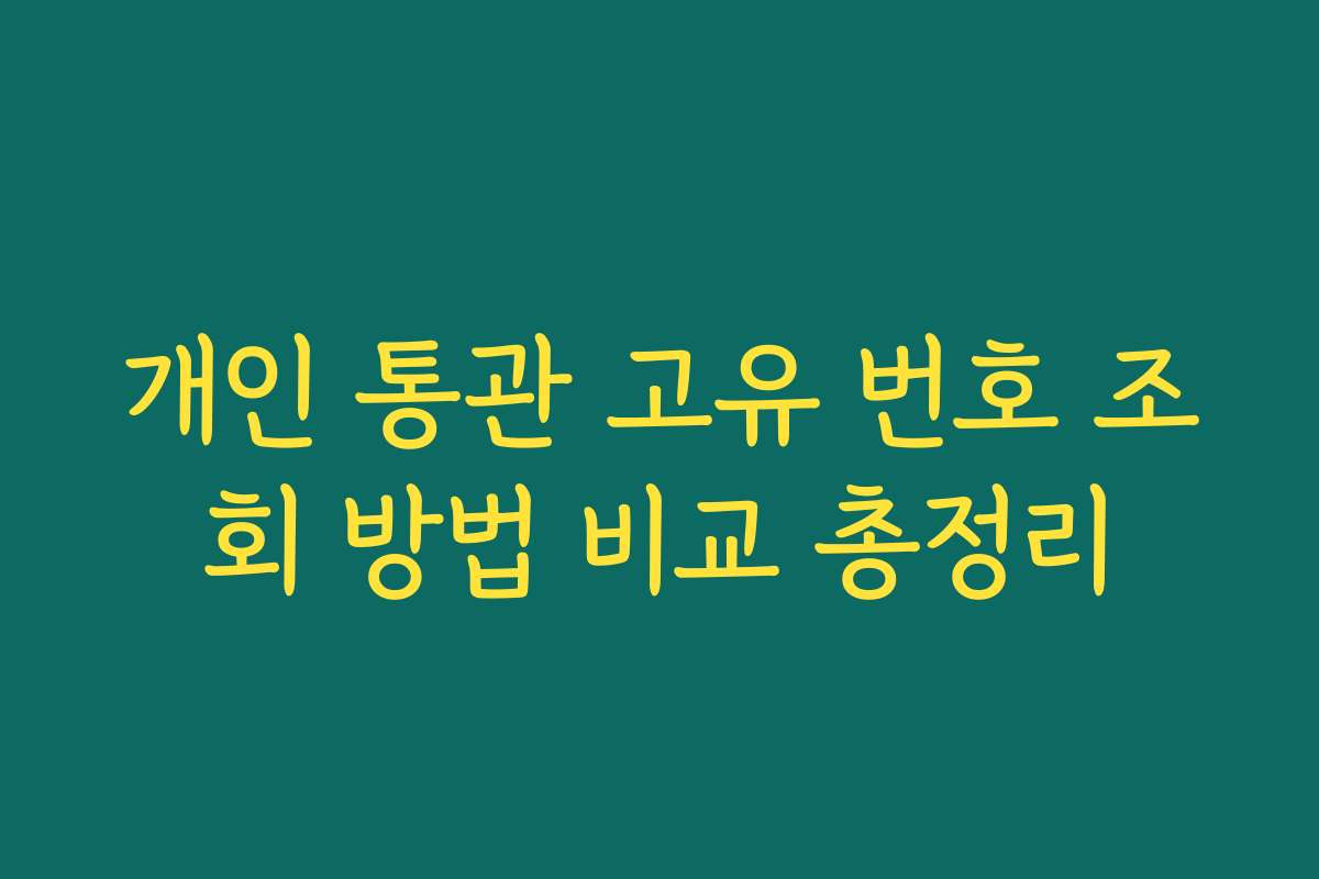 개인 통관 고유 번호 조회 방법 비교 총정리