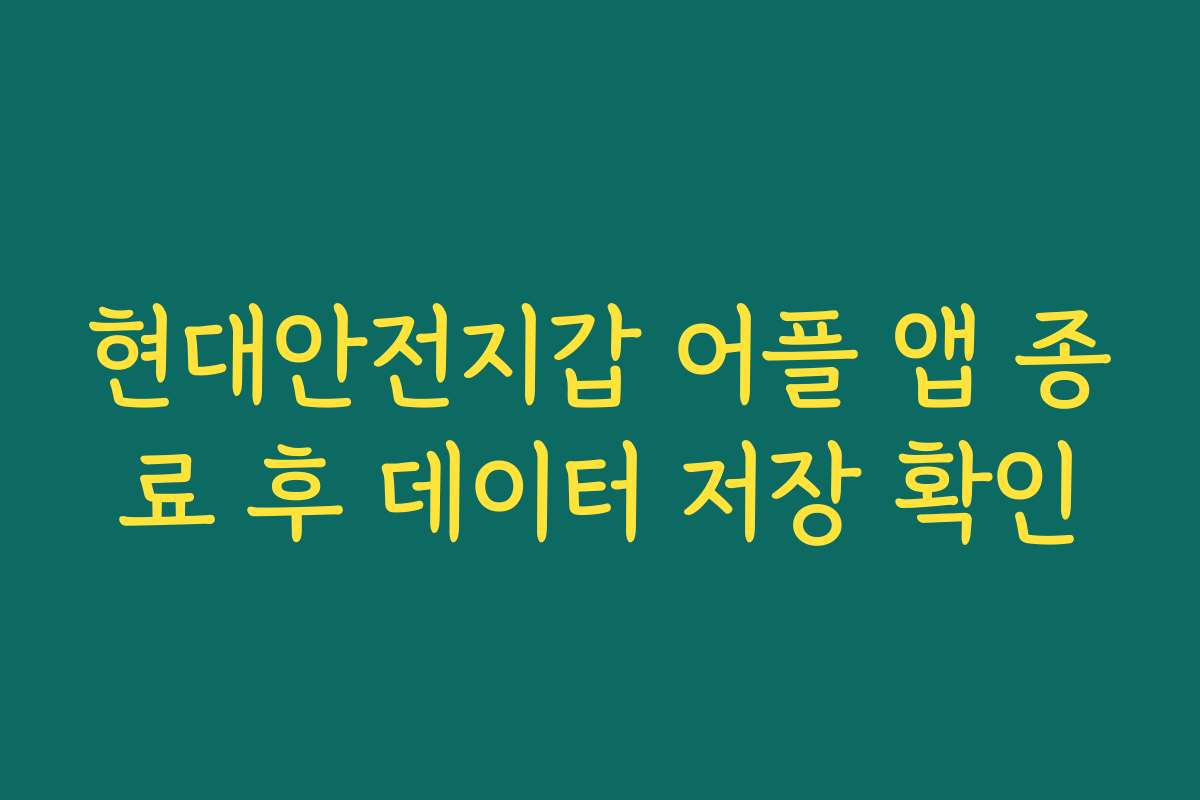 현대안전지갑 어플 앱 종료 후 데이터 저장 확인