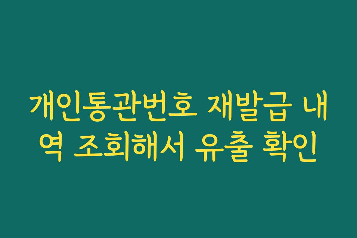 개인통관번호 재발급 내역 조회해서 유출 확인
