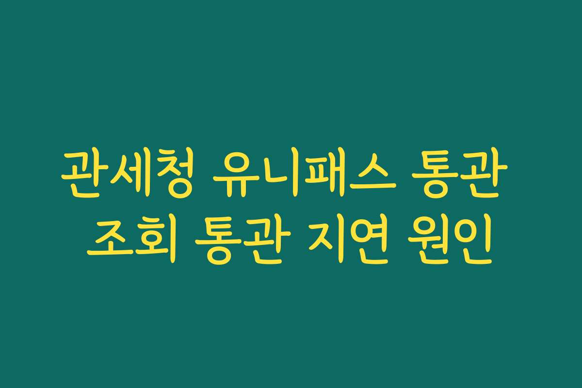 관세청 유니패스 통관 조회 통관 지연 원인