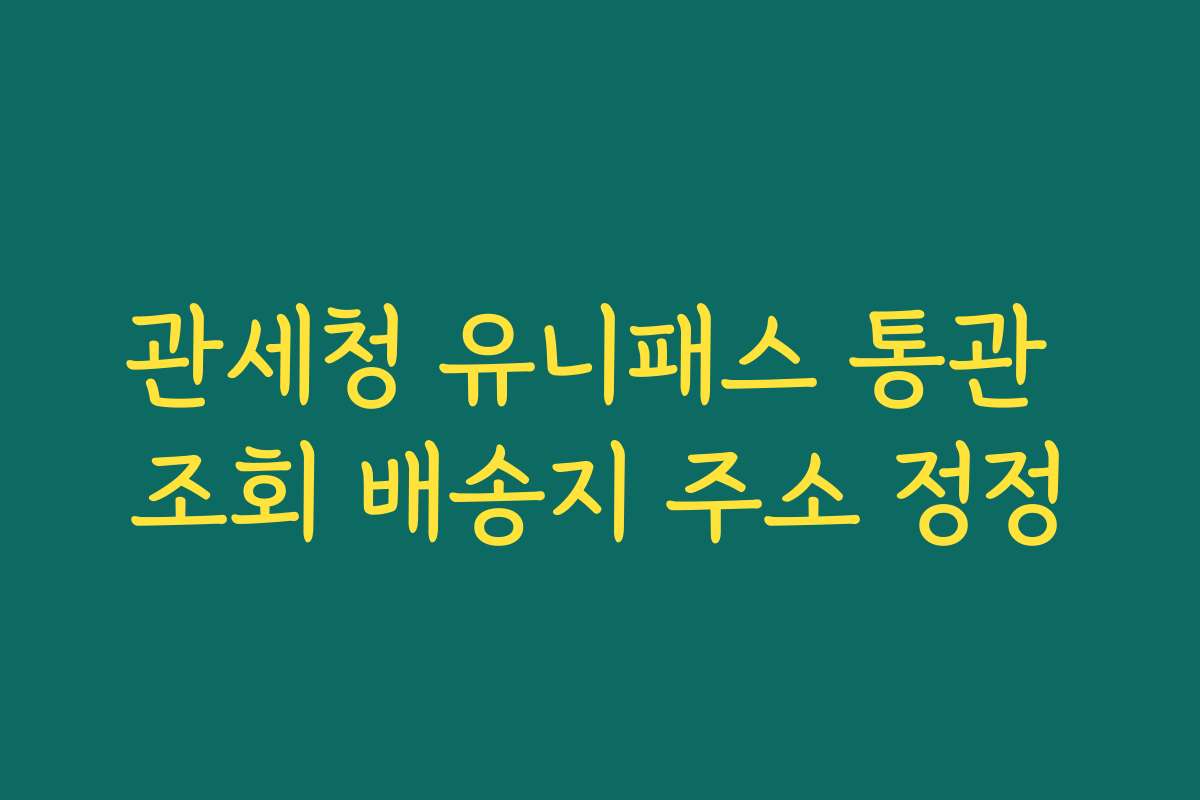 관세청 유니패스 통관 조회 배송지 주소 정정