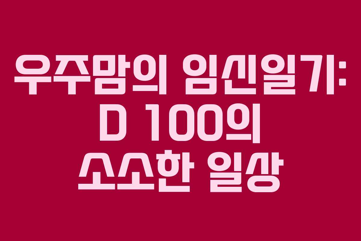 우주맘의 임신일기: D 100의 소소한 일상