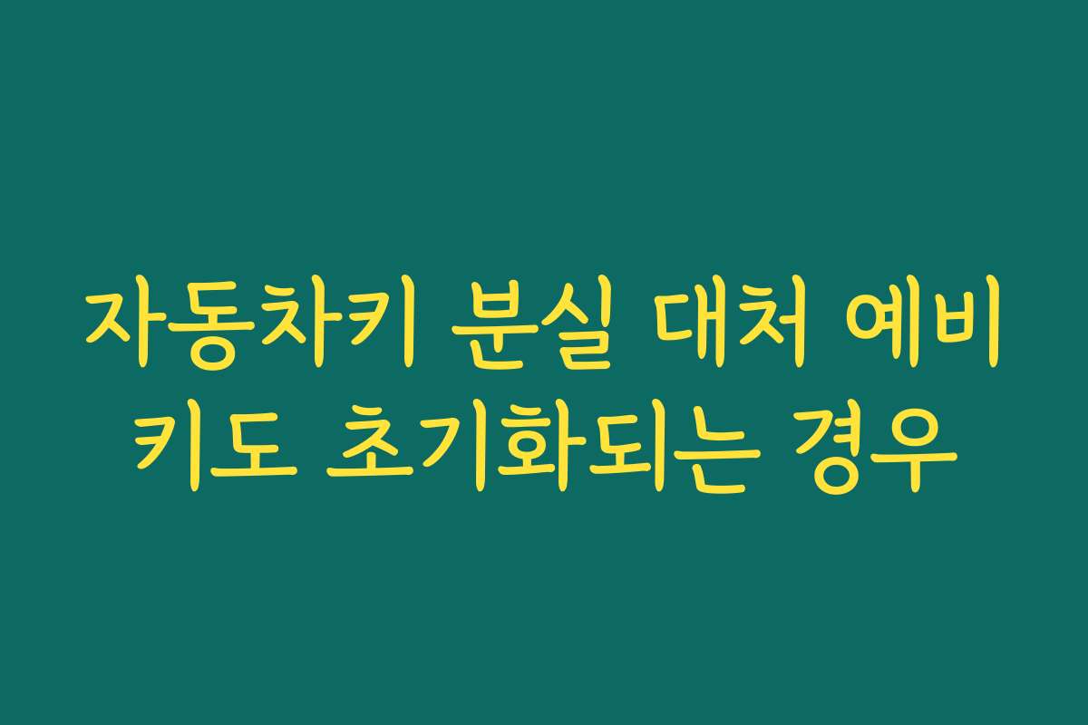 자동차키 분실 대처 예비키도 초기화되는 경우