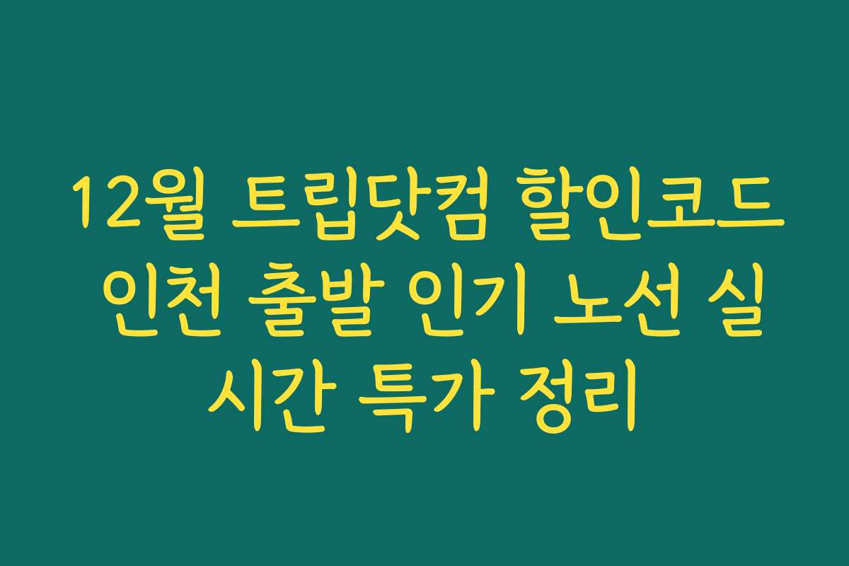 12월 트립닷컴 할인코드 인천 출발 인기 노선 실시간 특가 정리 12월 트립닷컴 할인코드 인천 출발 인기 노선 실시간 특가 정리