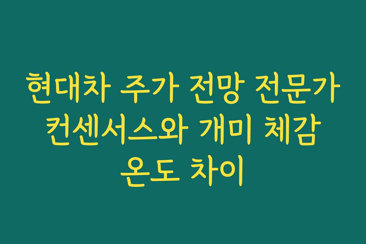 현대차 주가 전망 전문가 컨센서스와 개미 체감 온도 차이