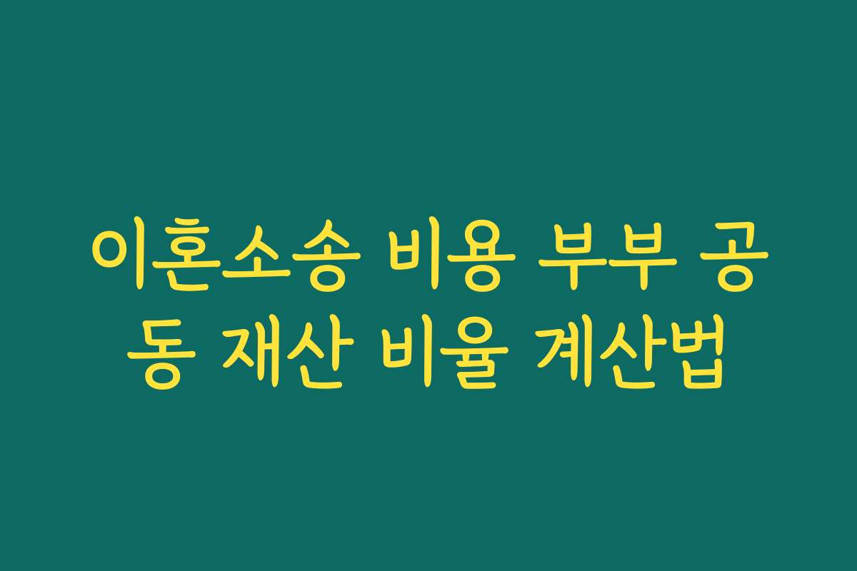 이혼소송 비용 부부 공동 재산 비율 계산법