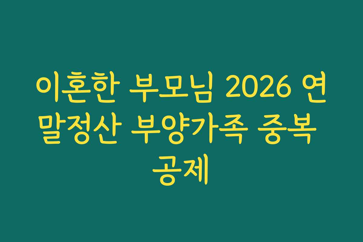 이혼한 부모님 2026 연말정산 부양가족 중복 공제
