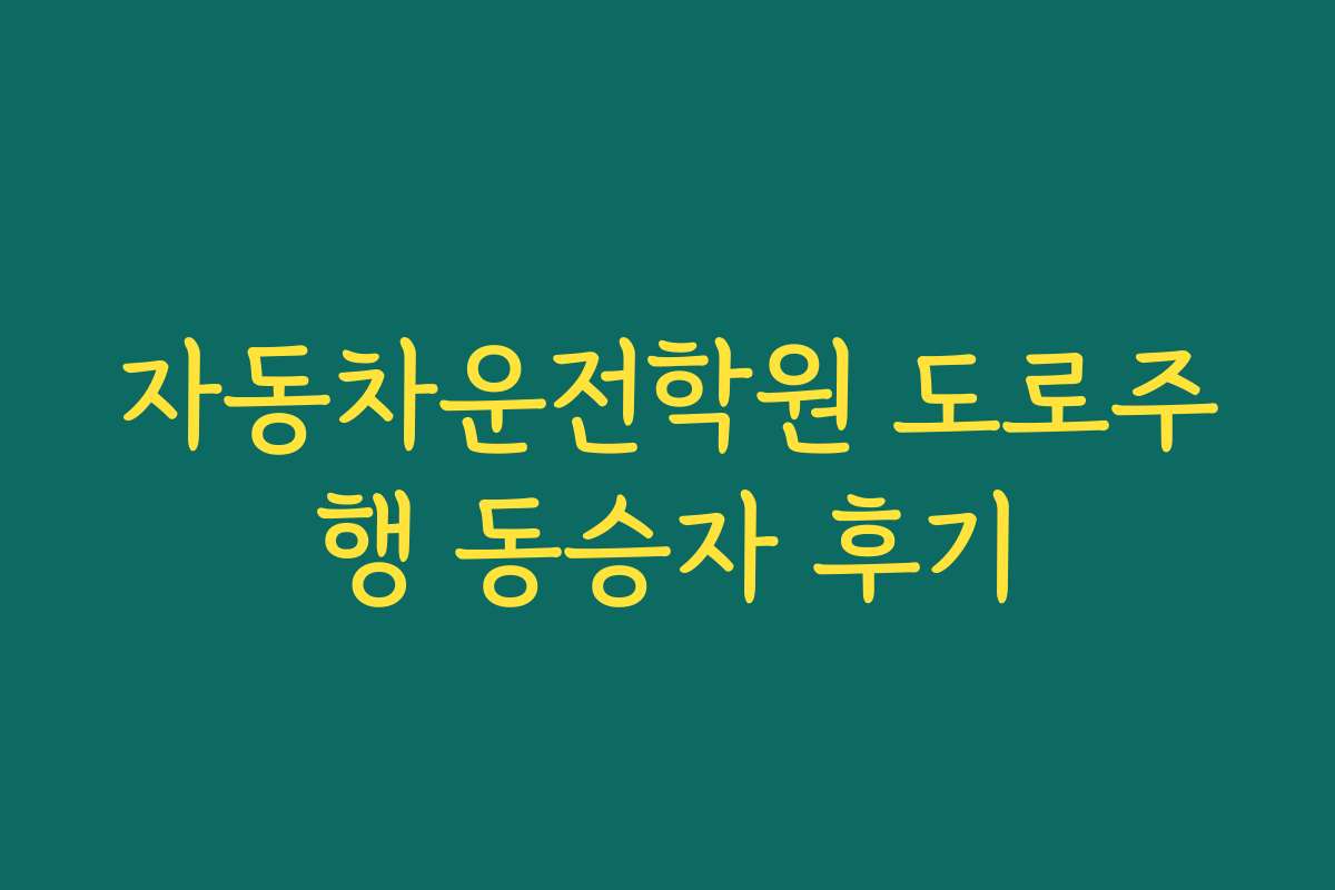 자동차운전학원 도로주행 동승자 후기