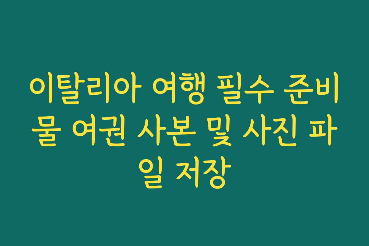 이탈리아 여행 필수 준비물 여권 사본 및 사진 파일 저장