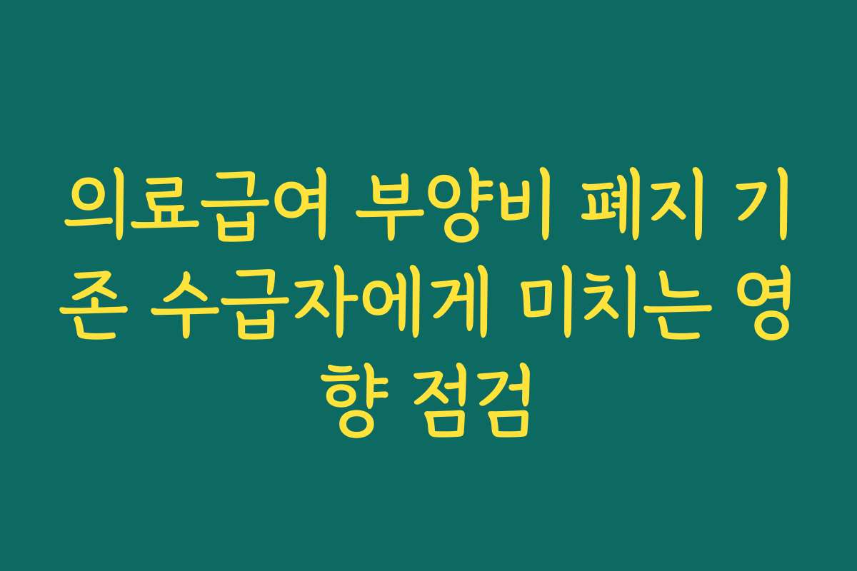 의료급여 부양비 폐지 기존 수급자에게 미치는 영향 점검 의료급여 부양비 폐지 기존 수급자에게 미치는 영향 점검