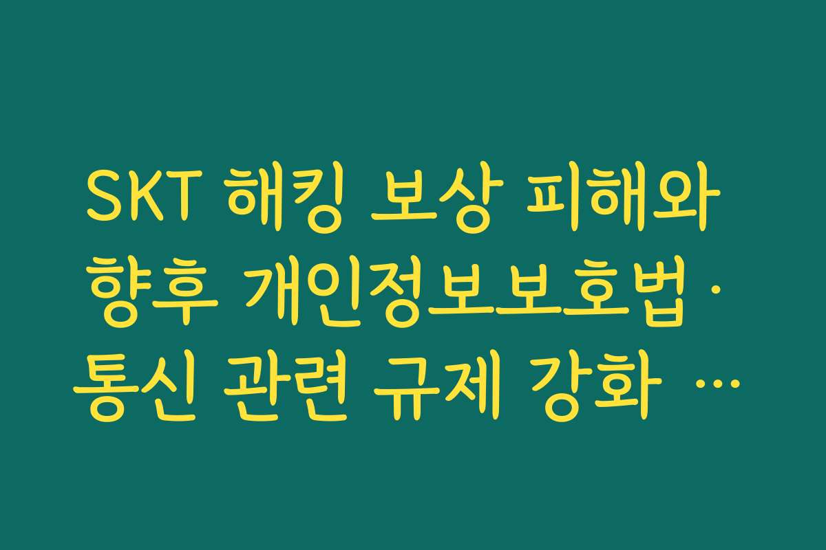 SKT 해킹 보상 피해와 향후 개인정보보호법·통신 관련 규제 강화 가능성 전망