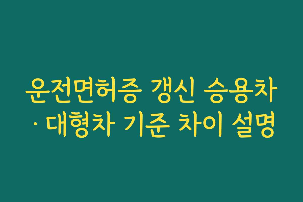 운전면허증 갱신 승용차·대형차 기준 차이 설명