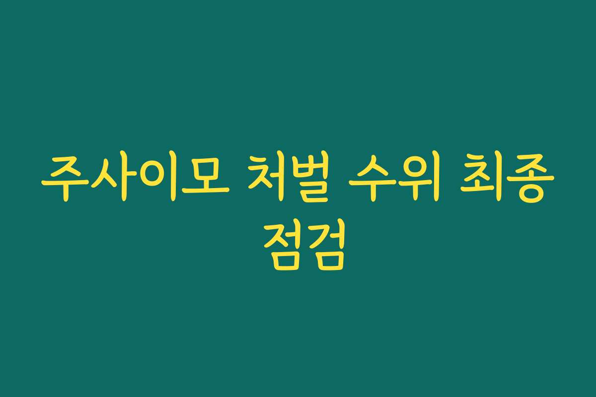 주사이모 처벌 수위 최종 점검