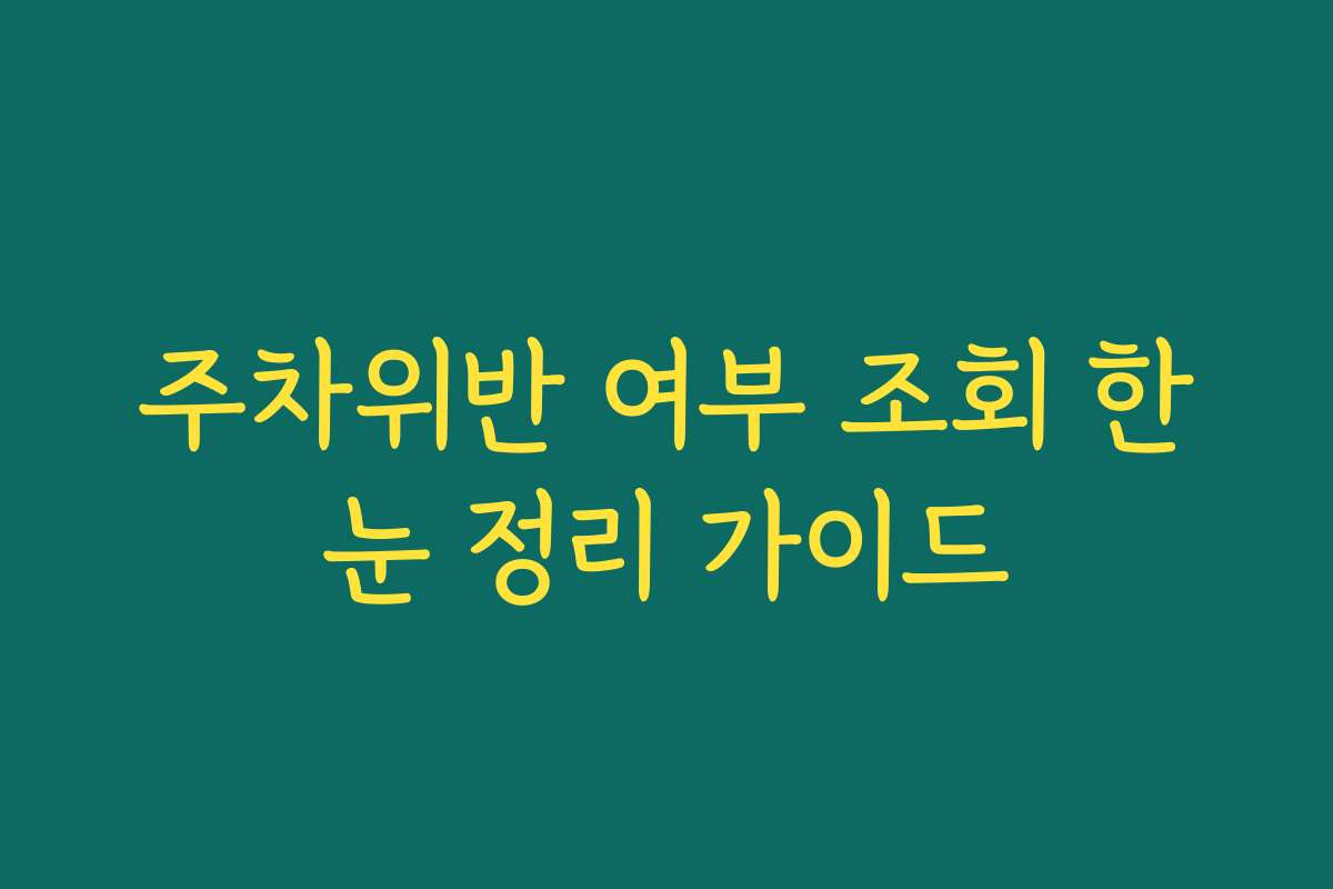 주차위반 여부 조회 한눈 정리 가이드