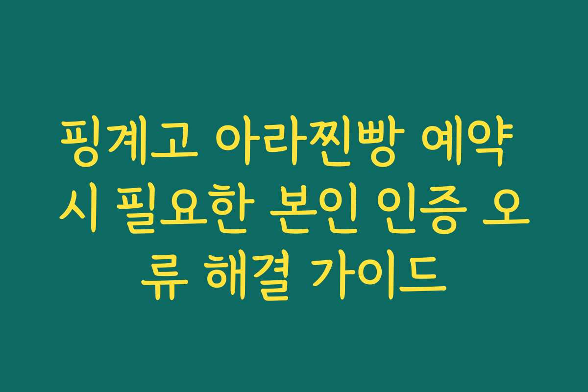 핑계고 아라찐빵 예약 시 필요한 본인 인증 오류 해결 가이드