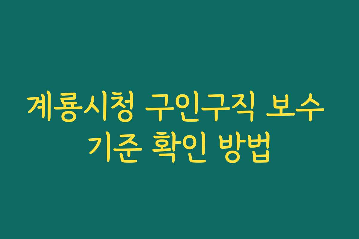 계룡시청 구인구직 보수 기준 확인 방법