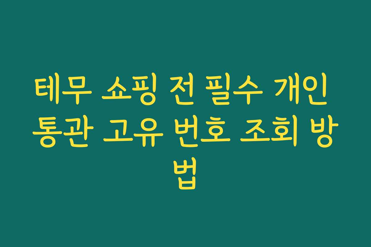 테무 쇼핑 전 필수 개인 통관 고유 번호 조회 방법