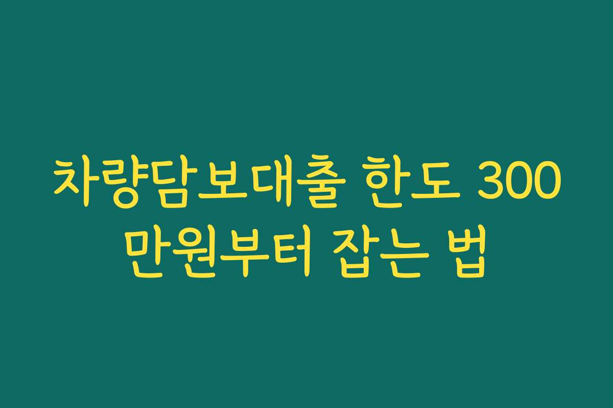 차량담보대출 한도 300만원부터 잡는 법