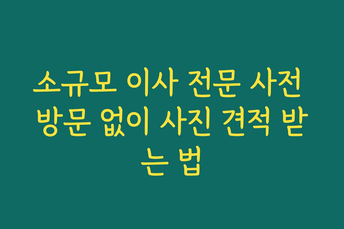 소규모 이사 전문 사전 방문 없이 사진 견적 받는 법