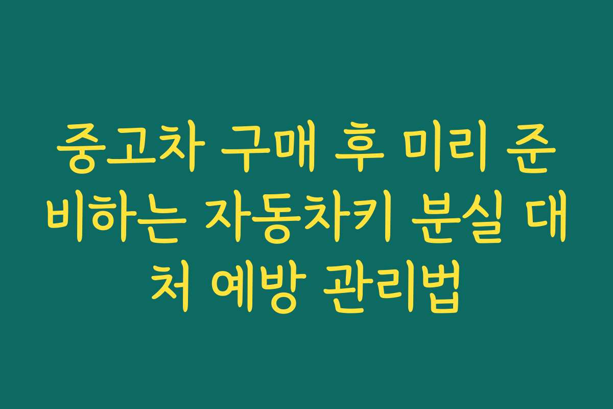 중고차 구매 후 미리 준비하는 자동차키 분실 대처 예방 관리법