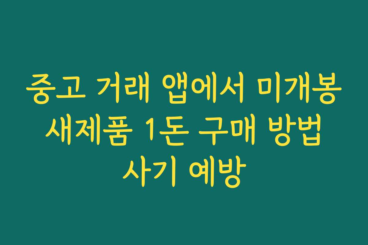 중고 거래 앱에서 미개봉 새제품 1돈 구매 방법 사기 예방