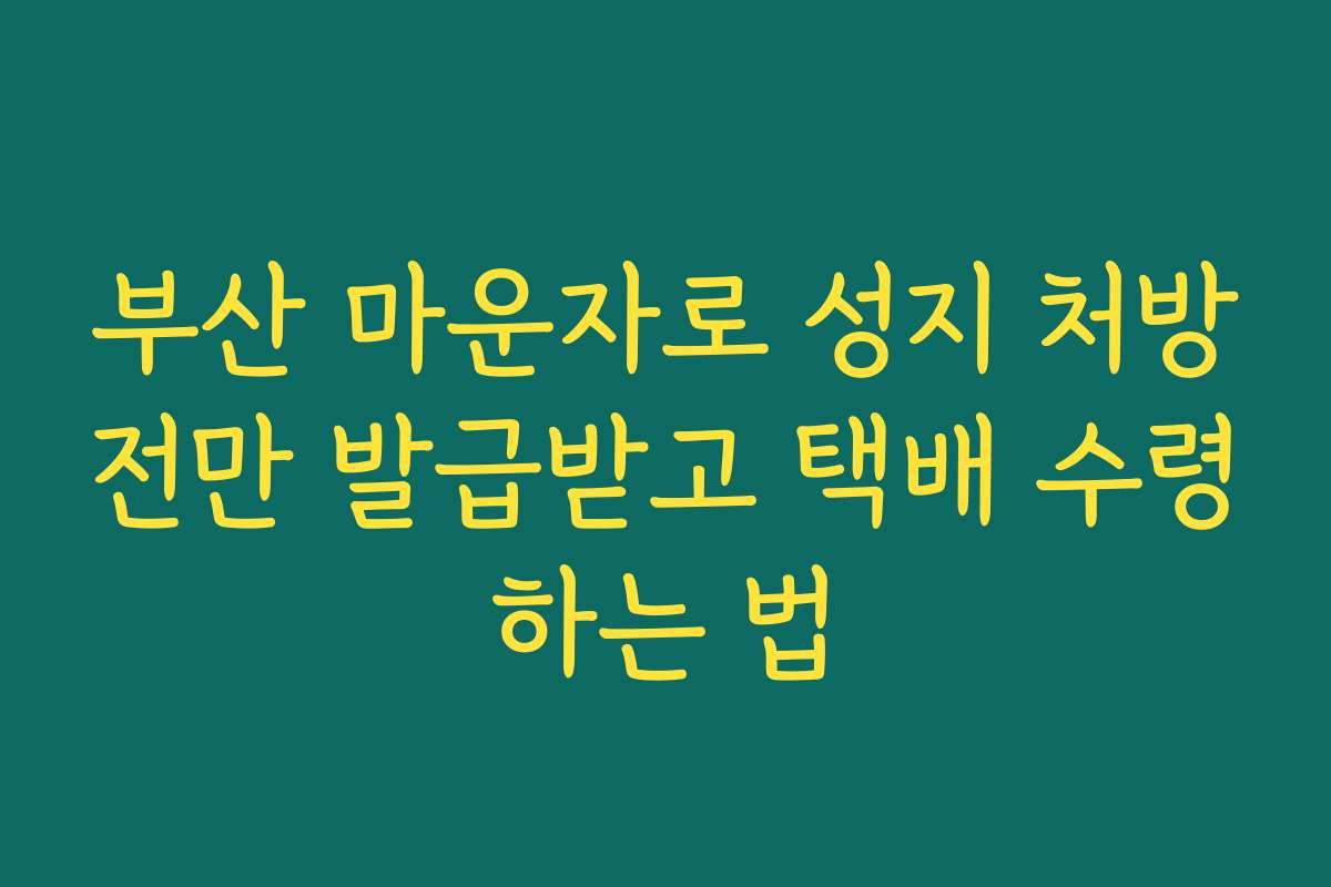부산 마운자로 성지 처방전만 발급받고 택배 수령하는 법