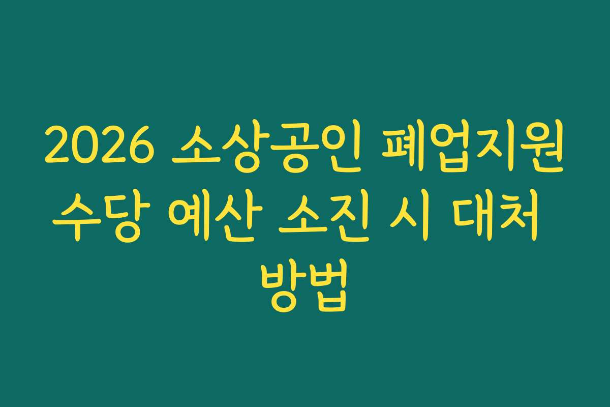 2026 소상공인 폐업지원수당 예산 소진 시 대처 방법