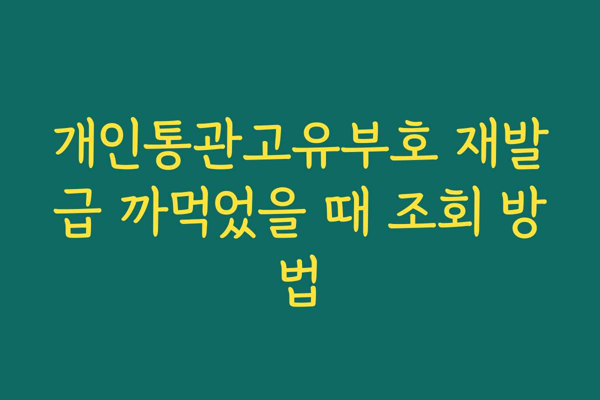 개인통관고유부호 재발급 까먹었을 때 조회 방법