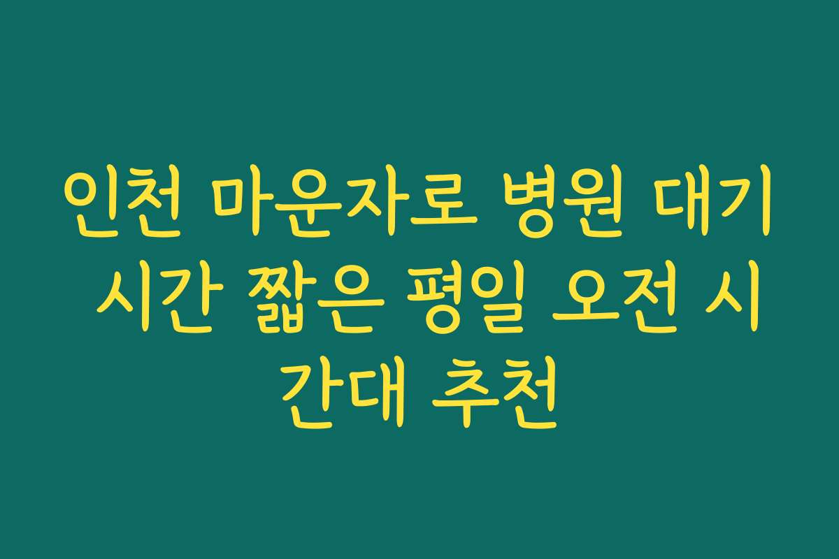 인천 마운자로 병원 대기 시간 짧은 평일 오전 시간대 추천