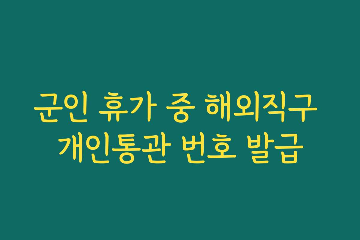 군인 휴가 중 해외직구 개인통관 번호 발급