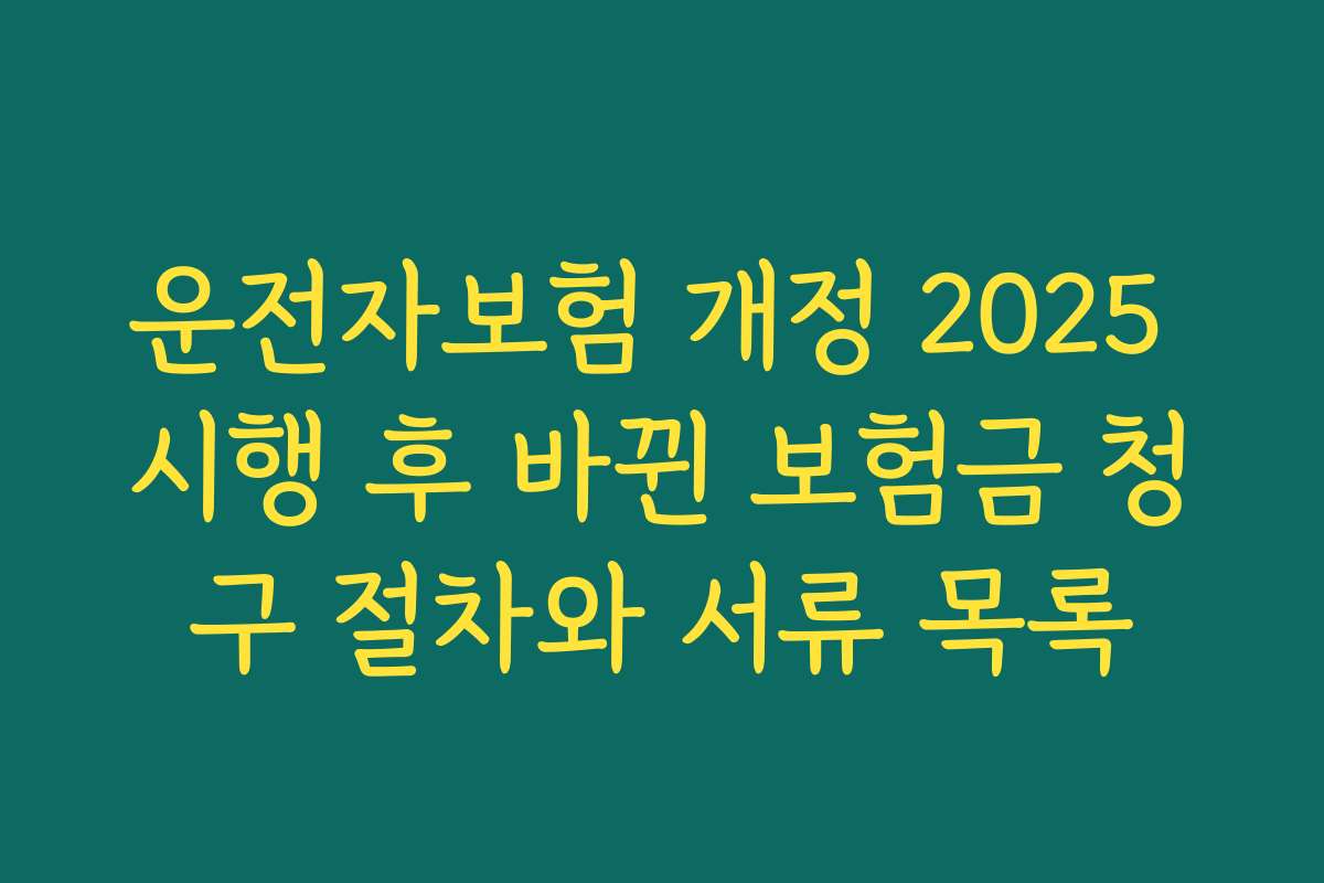 운전자보험 개정 2025 시행 후 바뀐 보험금 청구 절차와 서류 목록