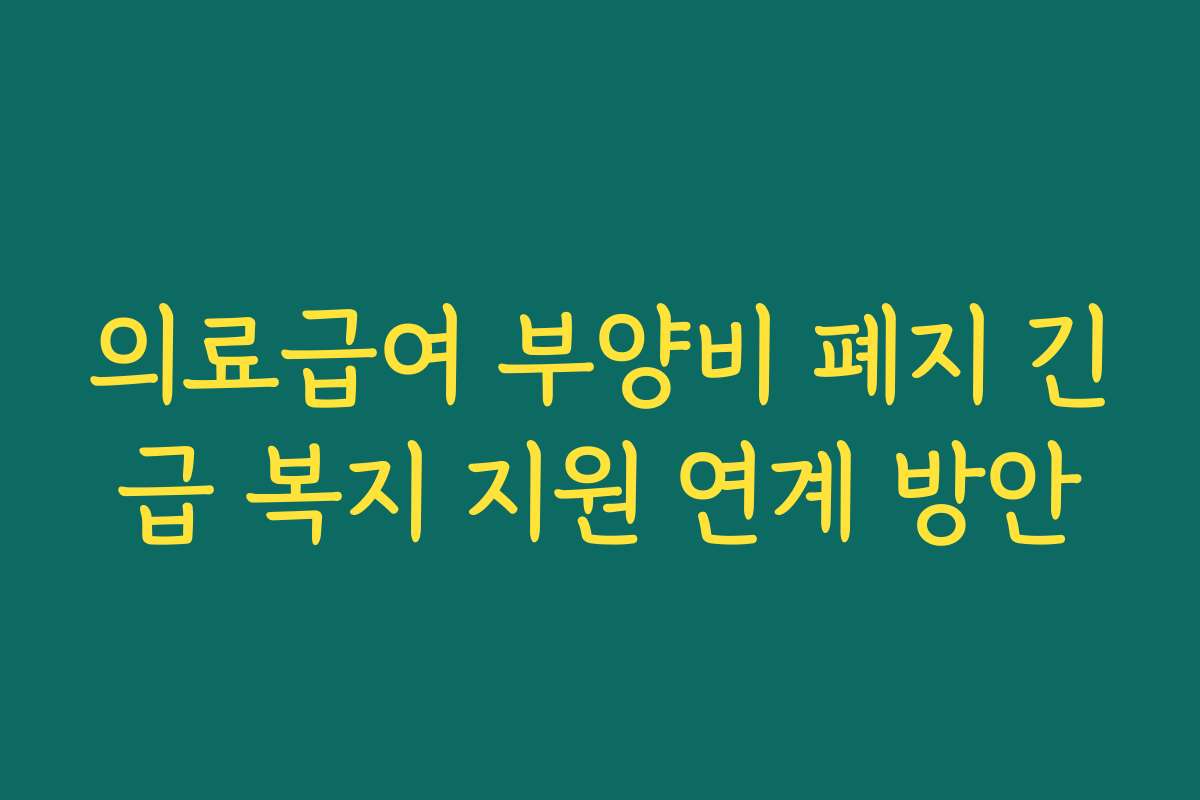 의료급여 부양비 폐지 긴급 복지 지원 연계 방안